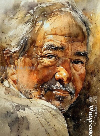 水彩人物肖像 - 图画吧TUHUABA