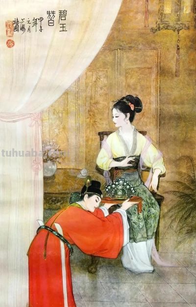 一组仕女水彩画，娇媚自然，精致华美！ - 图画吧TUHUABA