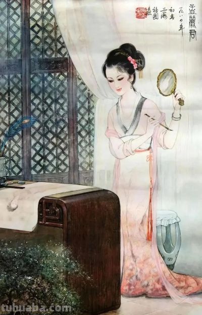 一组仕女水彩画，娇媚自然，精致华美！ - 图画吧TUHUABA