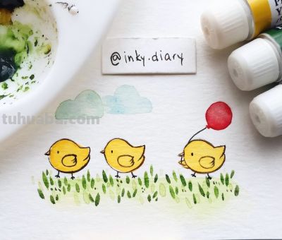 颜色清新亮丽，水彩世界中的动物小可爱们！ - 图画吧TUHUABA