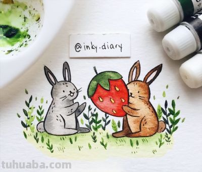 颜色清新亮丽，水彩世界中的动物小可爱们！ - 图画吧TUHUABA