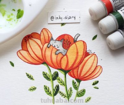 颜色清新亮丽，水彩世界中的动物小可爱们！ - 图画吧TUHUABA