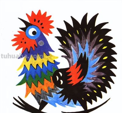 韩美林动物画法：怎样画鸡 - 图画吧TUHUABA