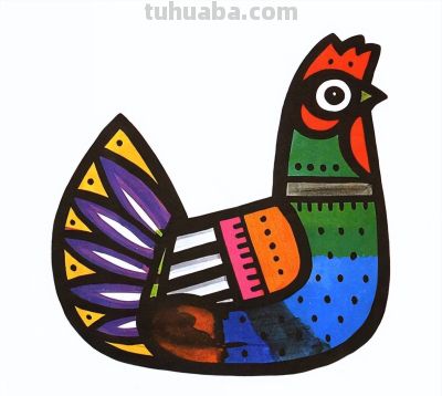 韩美林动物画法：怎样画鸡 - 图画吧TUHUABA