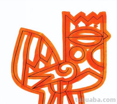 韩美林动物画法：怎样画鸡 - 图画吧TUHUABA
