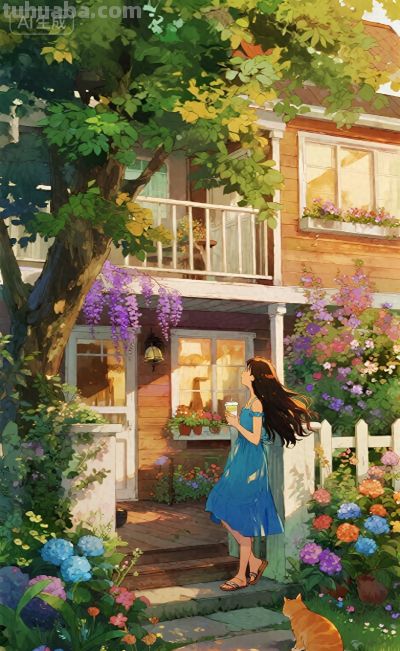 水彩风格插画：风袭花香的午后！ - 图画吧TUHUABA