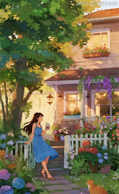 水彩风格插画：风袭花香的午后！ - 图画吧TUHUABA