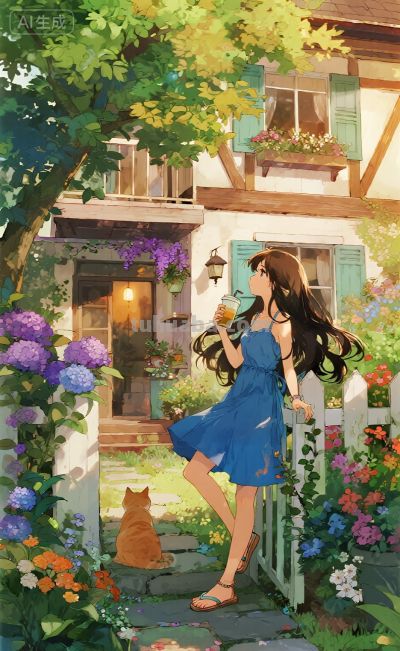 水彩风格插画：风袭花香的午后！ - 图画吧TUHUABA