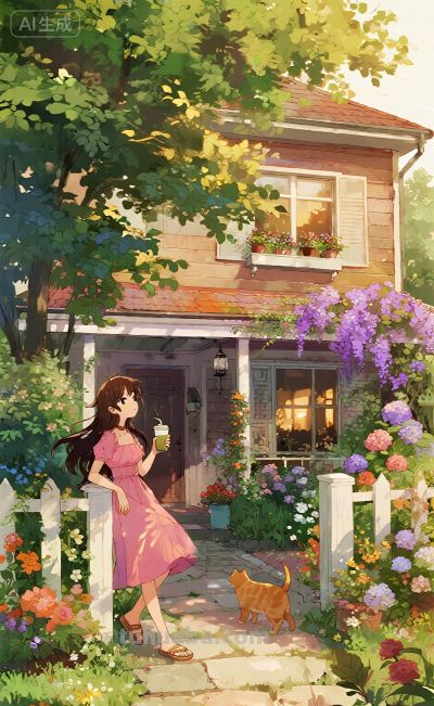 水彩风格插画：风袭花香的午后！ - 图画吧TUHUABA