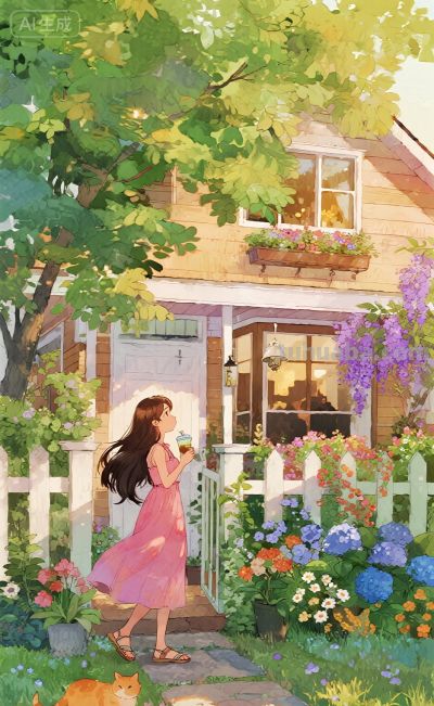 水彩风格插画：风袭花香的午后！ - 图画吧TUHUABA