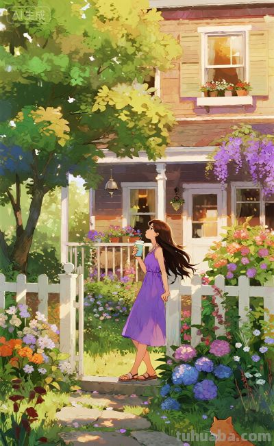 水彩风格插画：风袭花香的午后！ - 图画吧TUHUABA