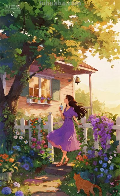 水彩风格插画：风袭花香的午后！ - 图画吧TUHUABA