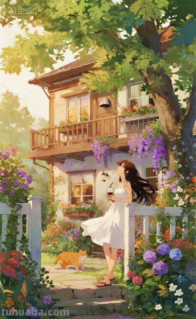 水彩风格插画：风袭花香的午后！ - 图画吧TUHUABA