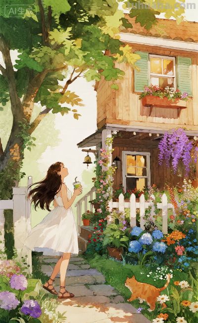 水彩风格插画：风袭花香的午后！ - 图画吧TUHUABA