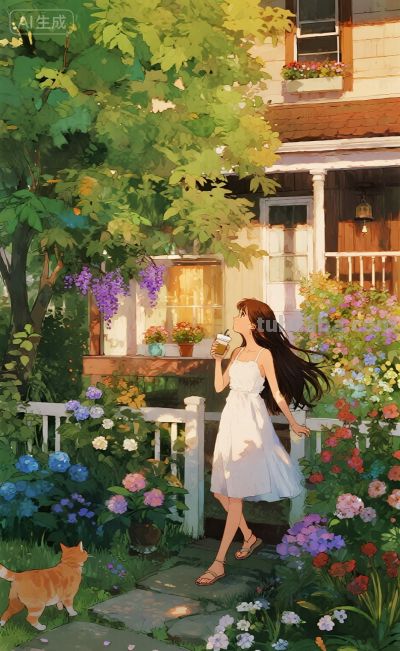 水彩风格插画：风袭花香的午后！ - 图画吧TUHUABA