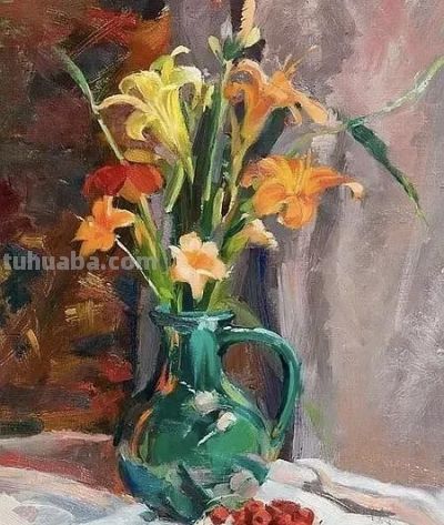 画家Deborah Lazar油画静物花卉 - 图画吧TUHUABA