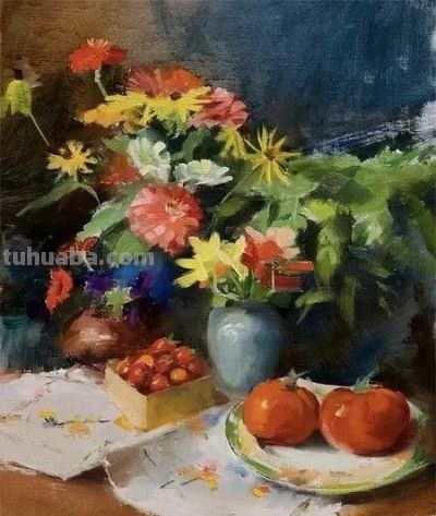 画家Deborah Lazar油画静物花卉 - 图画吧TUHUABA