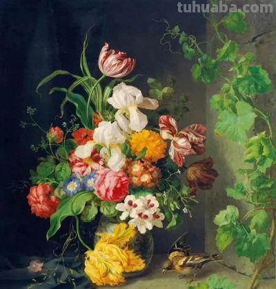 约瑟夫·劳尔笔下的静物花卉花