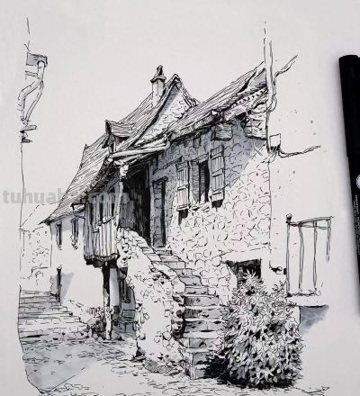 简单直观的速写建筑风景,效果满分! - 简单直观的速写建筑风景,效果满分! - 图画吧TUHUABA