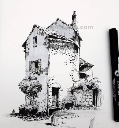 简单直观的速写建筑风景,效果满分! - 简单直观的速写建筑风景,效果满分! - 图画吧TUHUABA