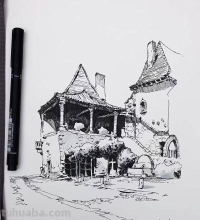 简单直观的速写建筑风景,效果满分! - 简单直观的速写建筑风景,效果满分! - 图画吧TUHUABA