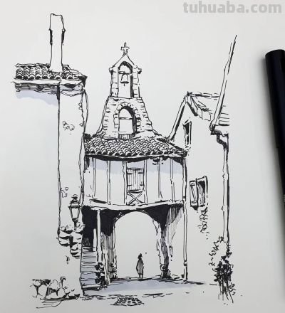 简单直观的速写建筑风景,效果满分! - 简单直观的速写建筑风景,效果满分! - 图画吧TUHUABA