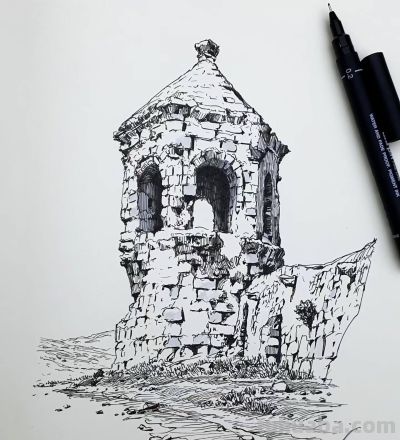 简单直观的速写建筑风景,效果满分! - 简单直观的速写建筑风景,效果满分! - 图画吧TUHUABA