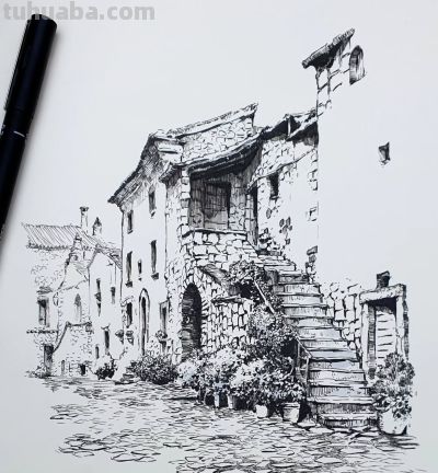 简单直观的速写建筑风景,效果满分! - 简单直观的速写建筑风景,效果满分! - 图画吧TUHUABA