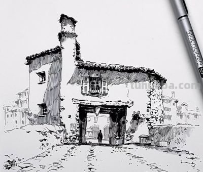 简单直观的速写建筑风景,效果满分! - 简单直观的速写建筑风景,效果满分! - 图画吧TUHUABA