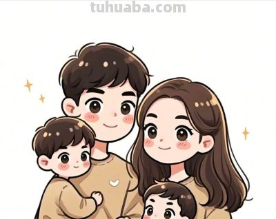 简笔画～～亲子头像～～ - 图画吧TUHUABA