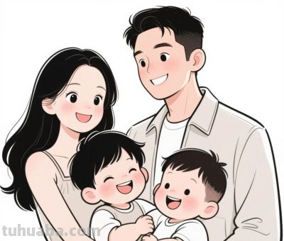 简笔画～～亲子头像～～ - 图画吧TUHUABA