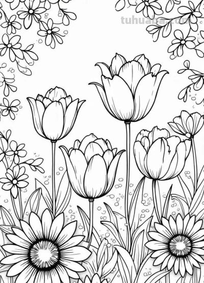 花卉的简笔画线稿，够你画一个月了 - 图画吧TUHUABA