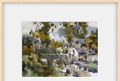 每日一画 | 村边的小桥：写意水彩对江南乡村水韵灵秀的凝练 - 图画吧TUHUABA