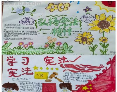 枣庄市共青希望小学开展宪法主题手抄报创作活动 - 图画吧TUHUABA