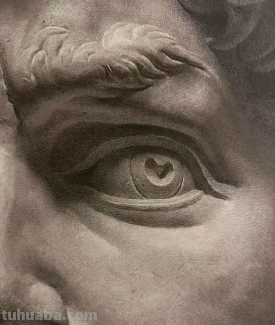 鲁迅美院学生75小时长期素描作业，全开纸大卫石膏像素描作品 - 图画吧TUHUABA