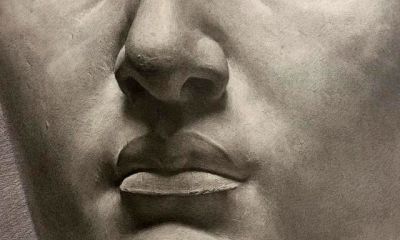 鲁迅美院学生75小时长期素描作业，全开纸大卫石膏像素描作品 - 图画吧TUHUABA