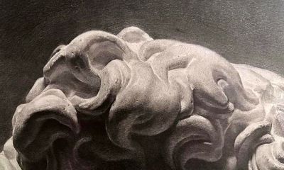 鲁迅美院学生75小时长期素描作业，全开纸大卫石膏像素描作品 - 图画吧TUHUABA