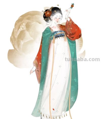 水彩晕染出的唐风仕女，淡雅朦胧，这写意的仙气直接把古画活化了 - 图画吧TUHUABA