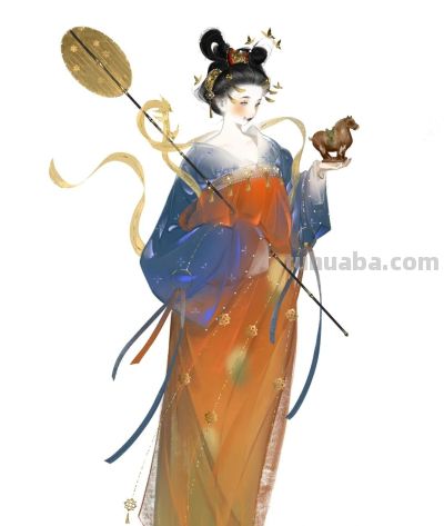 水彩晕染出的唐风仕女，淡雅朦胧，这写意的仙气直接把古画活化了 - 图画吧TUHUABA