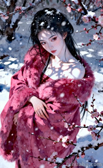 以写真风格的水彩画为视觉风格，她身披披风，造型雅致精致又华丽 - 图画吧TUHUABA