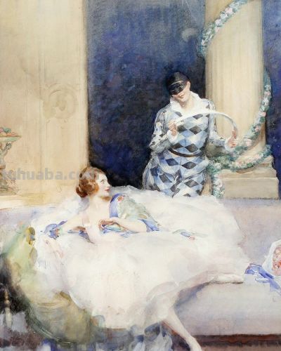 英国画家沃尔特·欧内斯特·韦伯斯特人物油画水彩画欣赏 - 图画吧TUHUABA