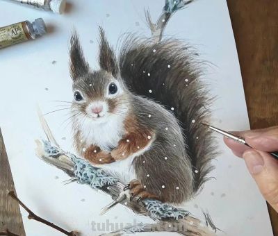 水彩绘画小动物 - 图画吧TUHUABA