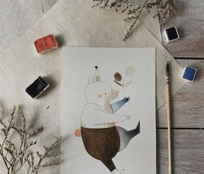 插画丨灵动又十分治愈童趣水彩，小巧可爱的动物插画，超级温馨 - 图画吧TUHUABA