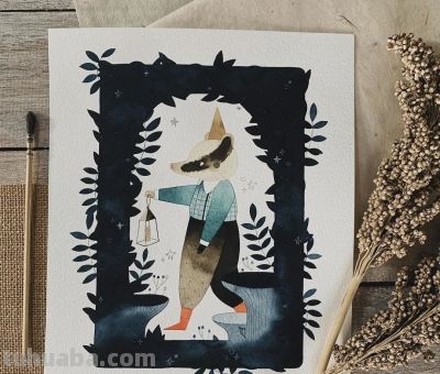 插画丨灵动又十分治愈童趣水彩，小巧可爱的动物插画，超级温馨 - 图画吧TUHUABA