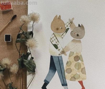 插画丨灵动又十分治愈童趣水彩，小巧可爱的动物插画，超级温馨 - 图画吧TUHUABA