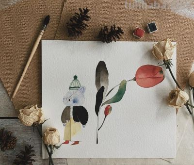 插画丨灵动又十分治愈童趣水彩，小巧可爱的动物插画，超级温馨 - 图画吧TUHUABA