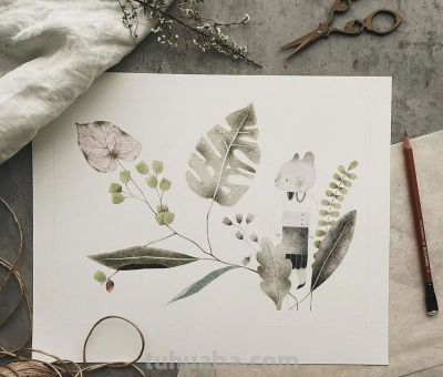 插画丨灵动又十分治愈童趣水彩，小巧可爱的动物插画，超级温馨 - 图画吧TUHUABA