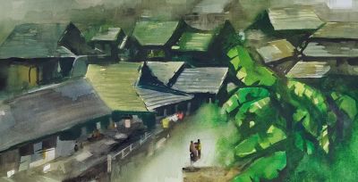 梅 竞 || 《景迈山寨》水彩画作品欣赏 - 图画吧TUHUABA