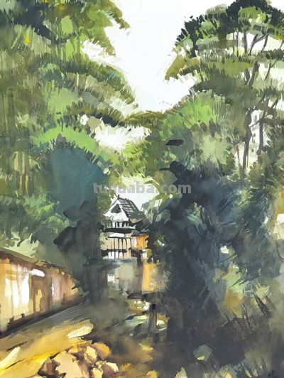 梅 竞 || 《景迈山寨》水彩画作品欣赏 - 图画吧TUHUABA