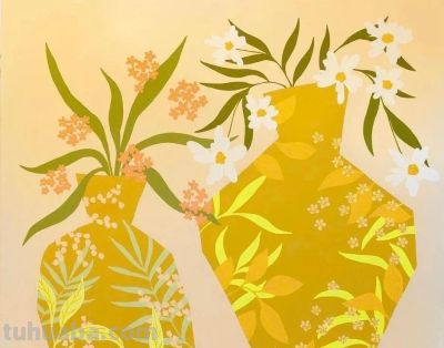 Bailey Schmidt的花卉静物以高饱和的绚丽色彩著称，笔触大胆奔放 - 图画吧TUHUABA